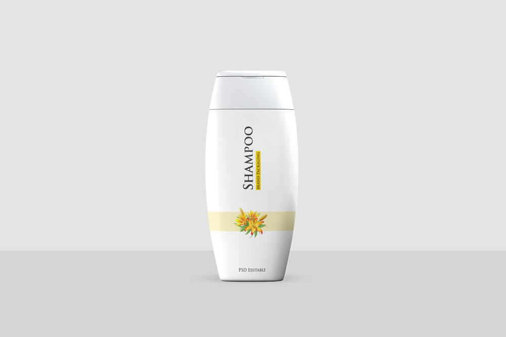 Front View of an Oval-Shaped Shampoo Bottle Mockup