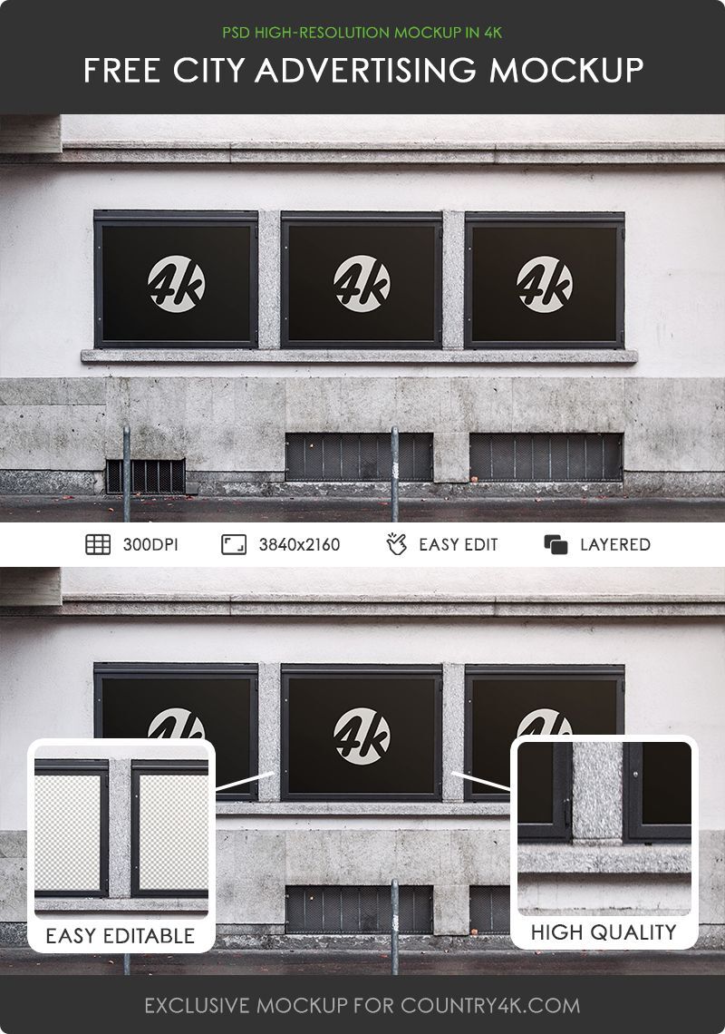 Mockup of 3 Front View Posters on the Wall