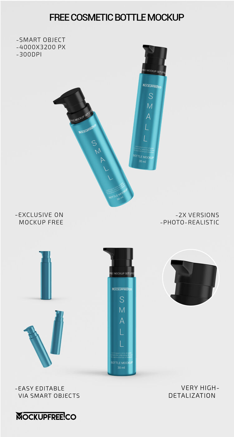Two Cylindrical Pump Dispenser Cosmetic Bottle Mockups preview