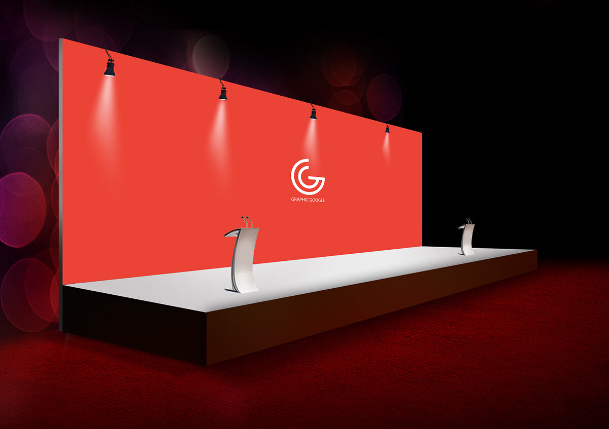 Perspective View of Huge Backdrop Banner Mockup