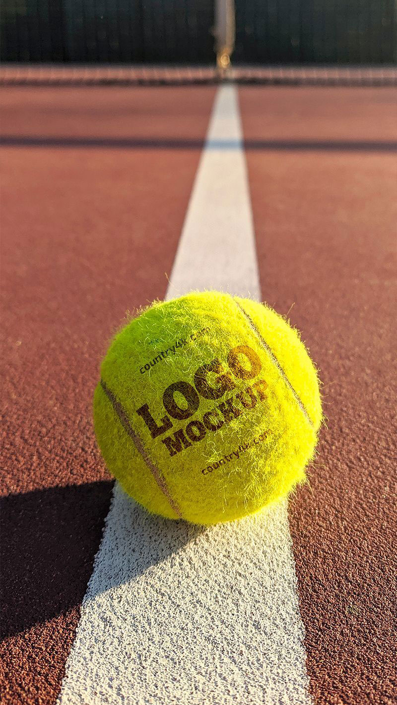 Tennis Ball Logo Mockup in Court