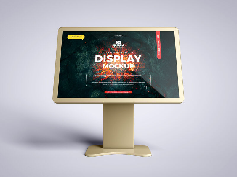 Touch-Screen Digital Display Mockup in the Front View preview