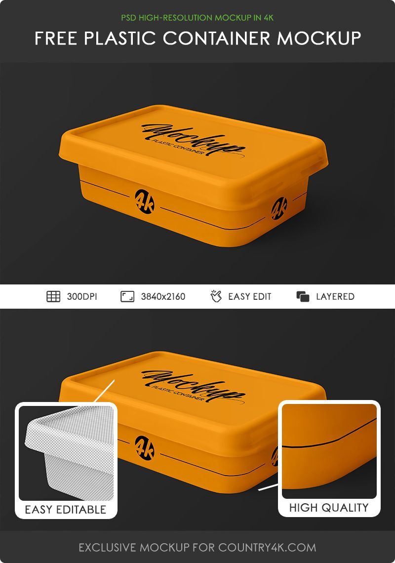 Perspective View Flat Plastic Container Mockup in Plain Setting preview