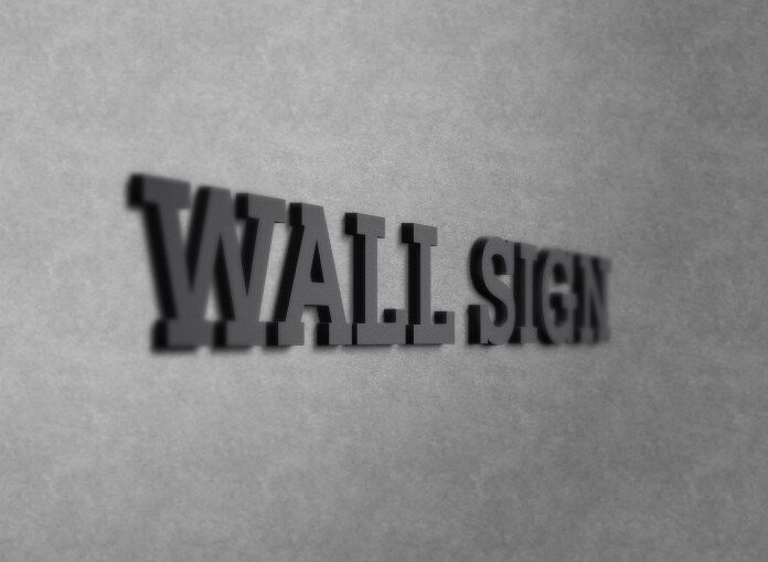 Side View of 3D Wall Sign Logo Mockup / Text Effect