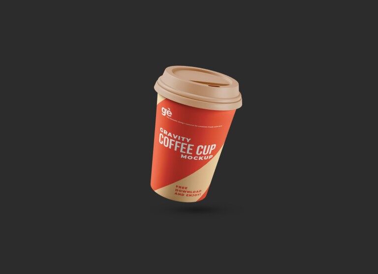 Floating Paper Coffee Cup Mockup preview