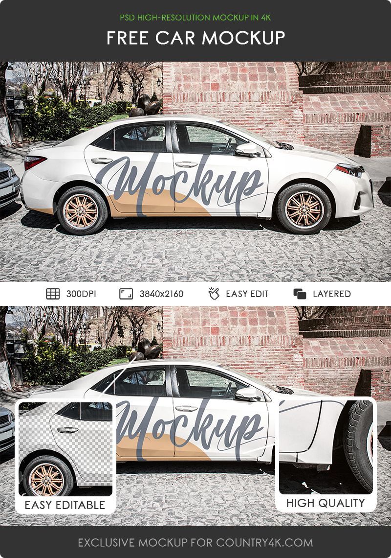 Side View of a Parked Car Mockup