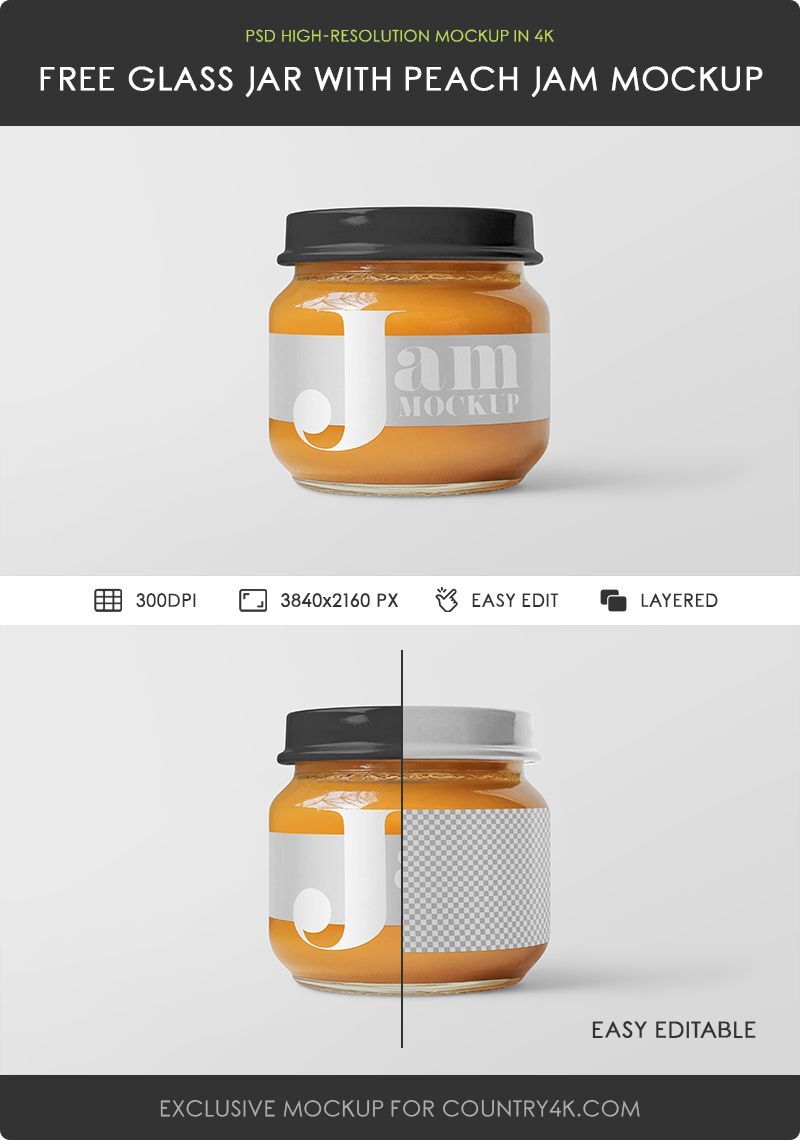 Front View Glass Jar With Jam Mockup preview