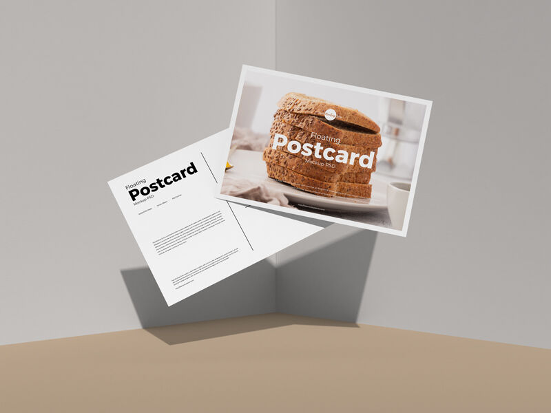 Floating Postcards Mockup from a Front View preview
