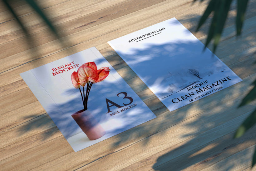 Perspective View Mockup of Two A3 Posters in Outdoor Setting