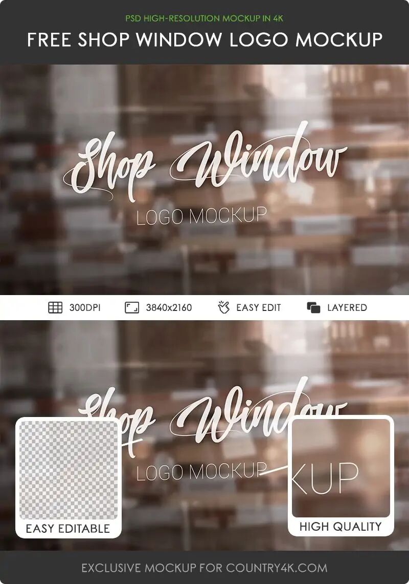 Front View of Logo on Shop Window Mockup