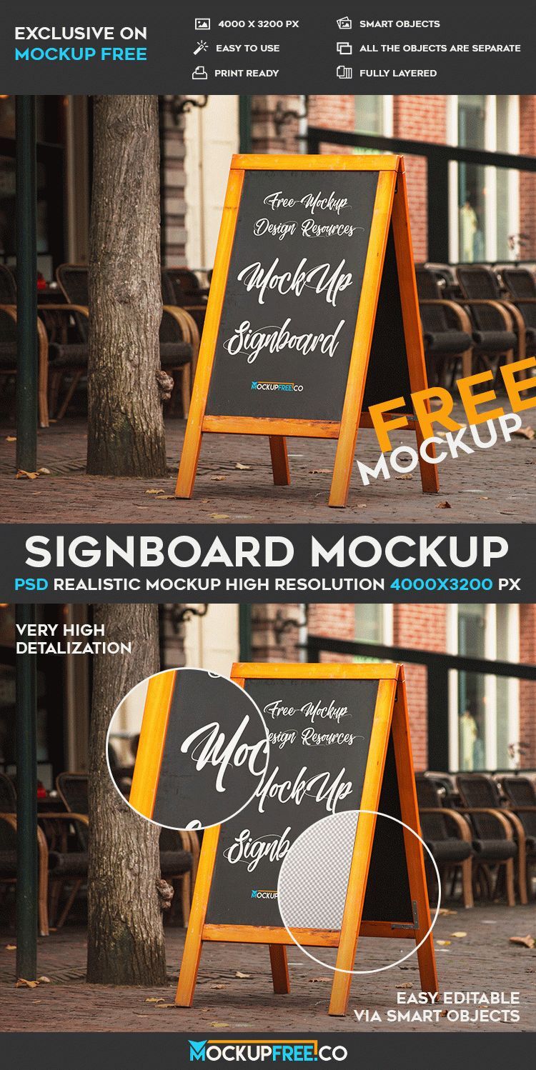 Outdoor Signboard with Wooden Frame Mockup preview