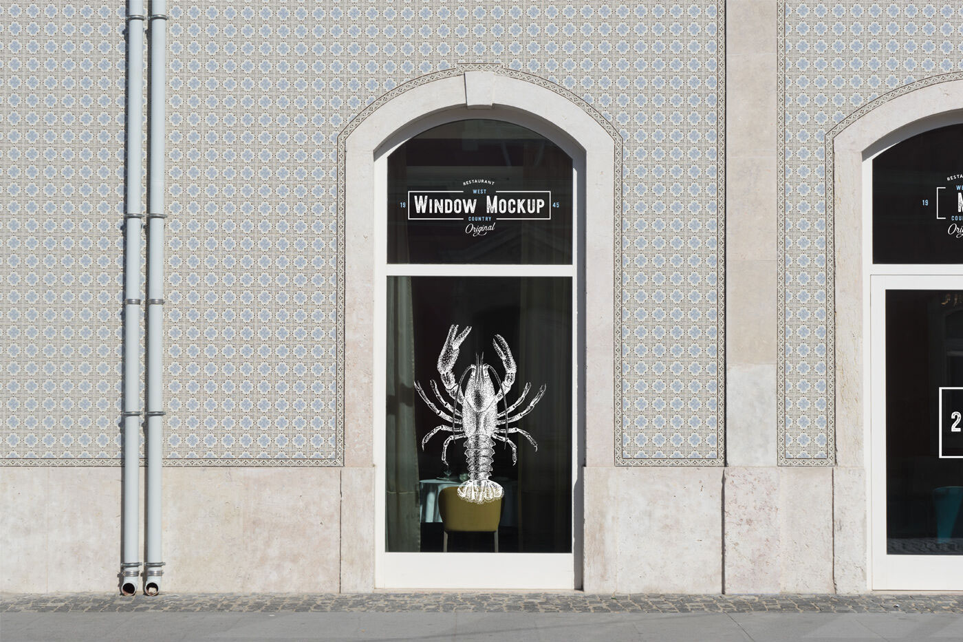 Front View of Window Signage Mockup