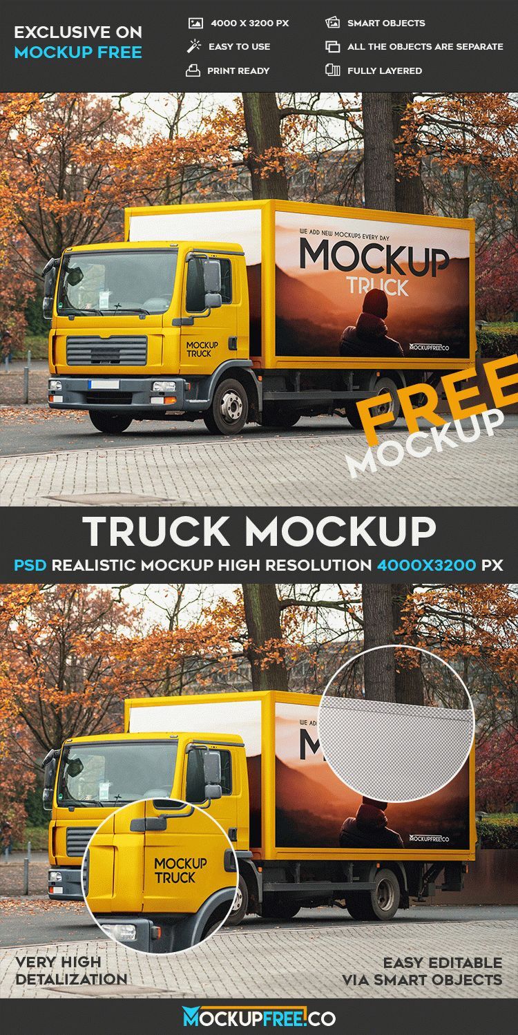 Mockup Featuring Side View of a Truck
