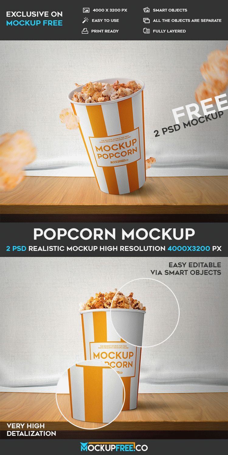Two Mockups Featuring Popcorn Buckets