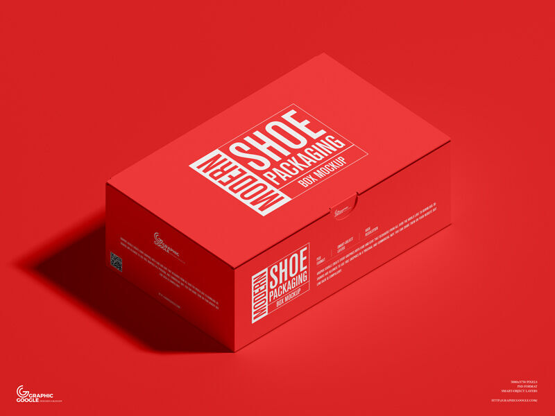 Side View of Modern Shoe Packaging Box Mockup