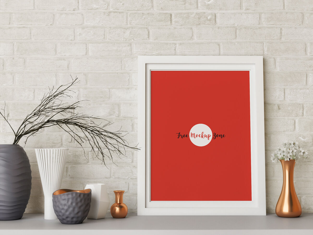 Photo Frame on a Shelf Mockup preview