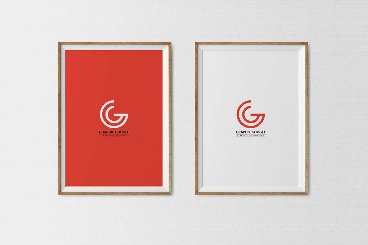Front View of Two Simple Poster Frames Mockup preview