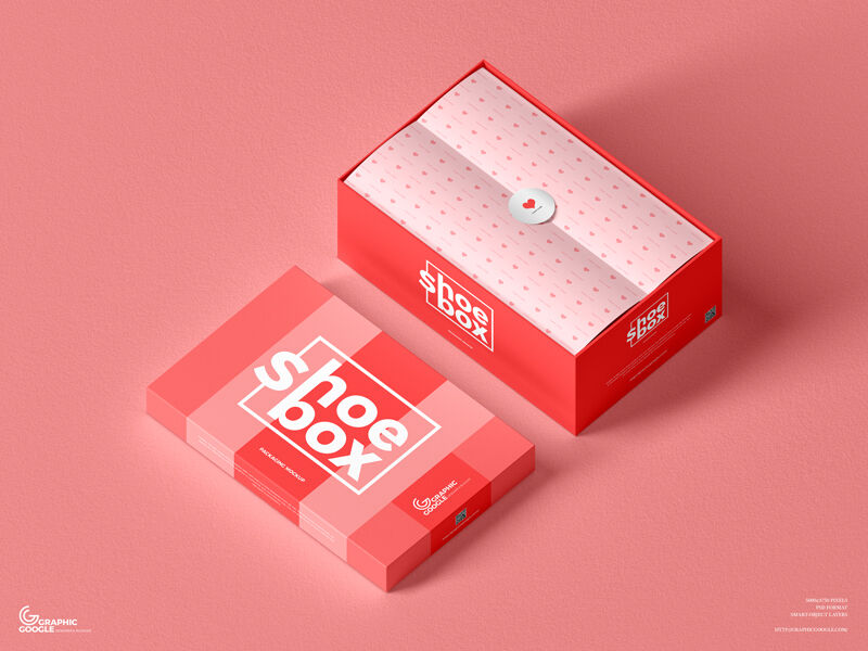 Shoebox Packaging Mockup with Lid