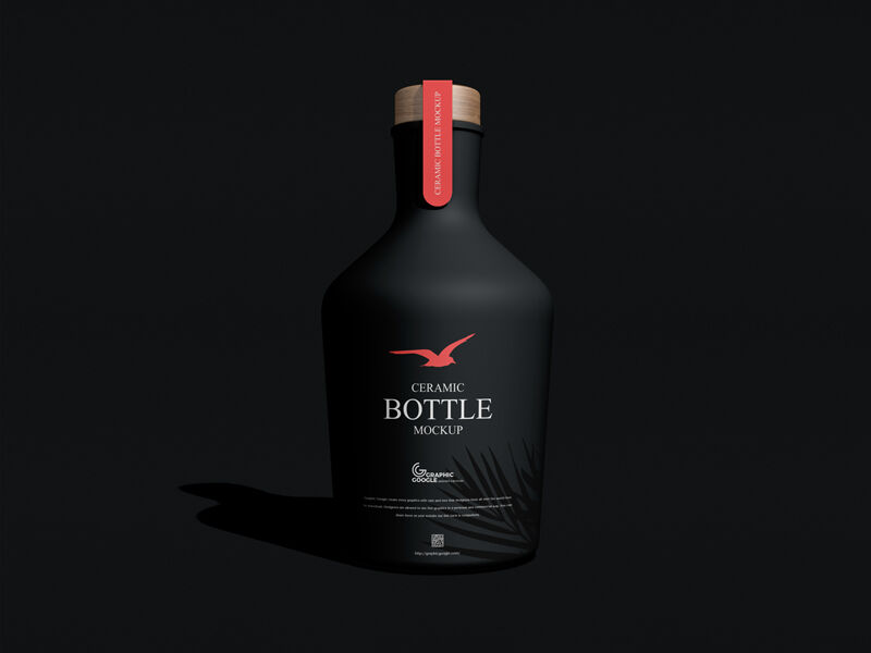 Mockup of a Ceramic Bottle Standing in Front View preview