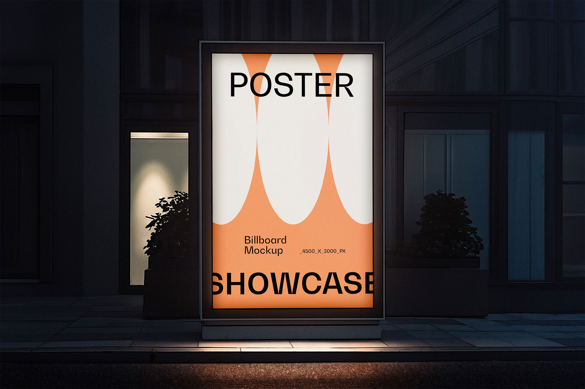 Vertical Poster Lightbox Mockup at Night preview