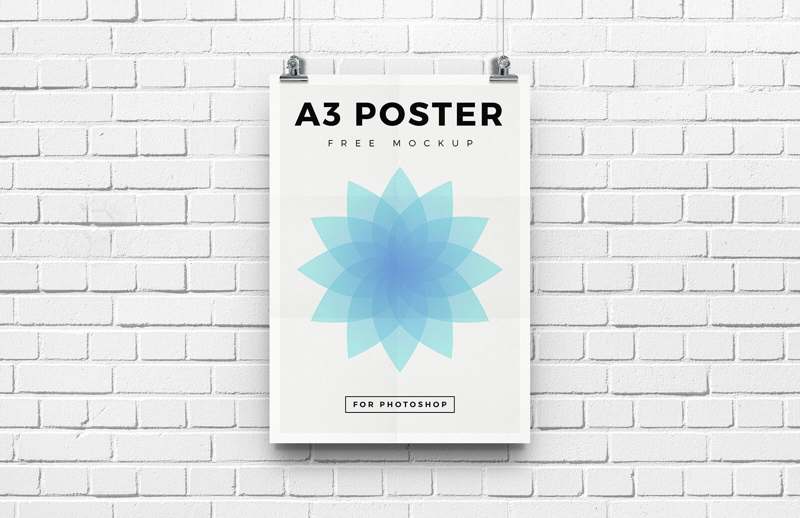 Front View of Hanging A3 Poster with Four Background Textures Mockup