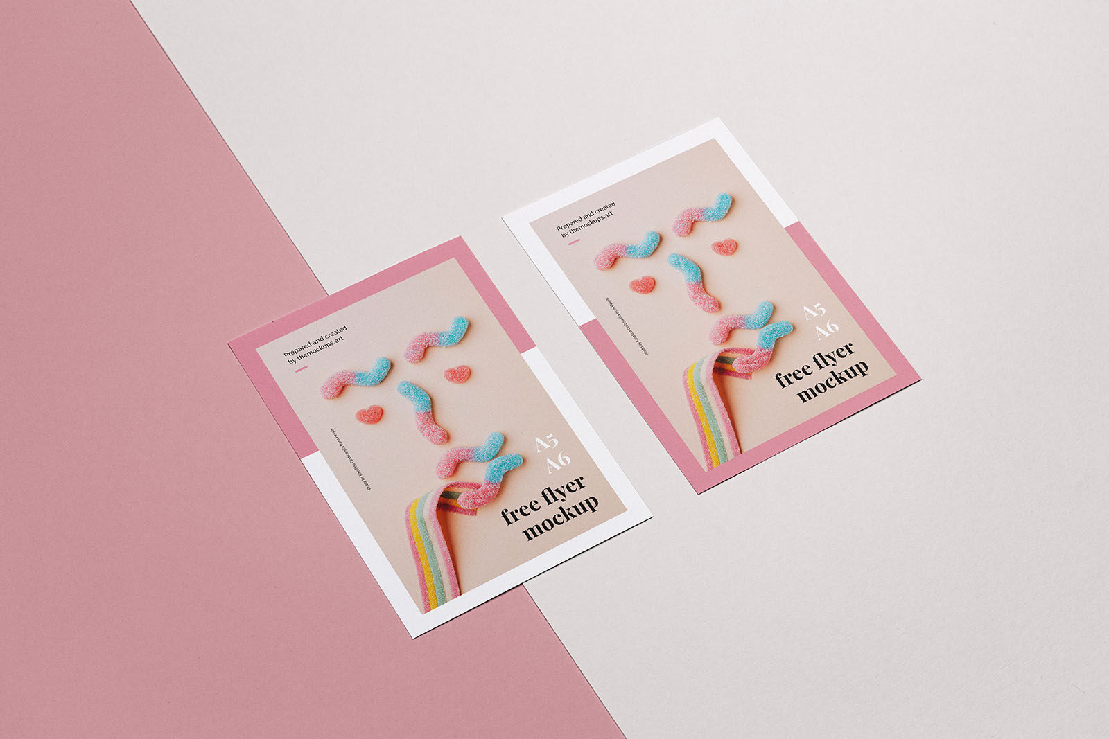 Mockup of a Pair of Flyers Laid in Perspective in A4, A5, A6 Layouts preview