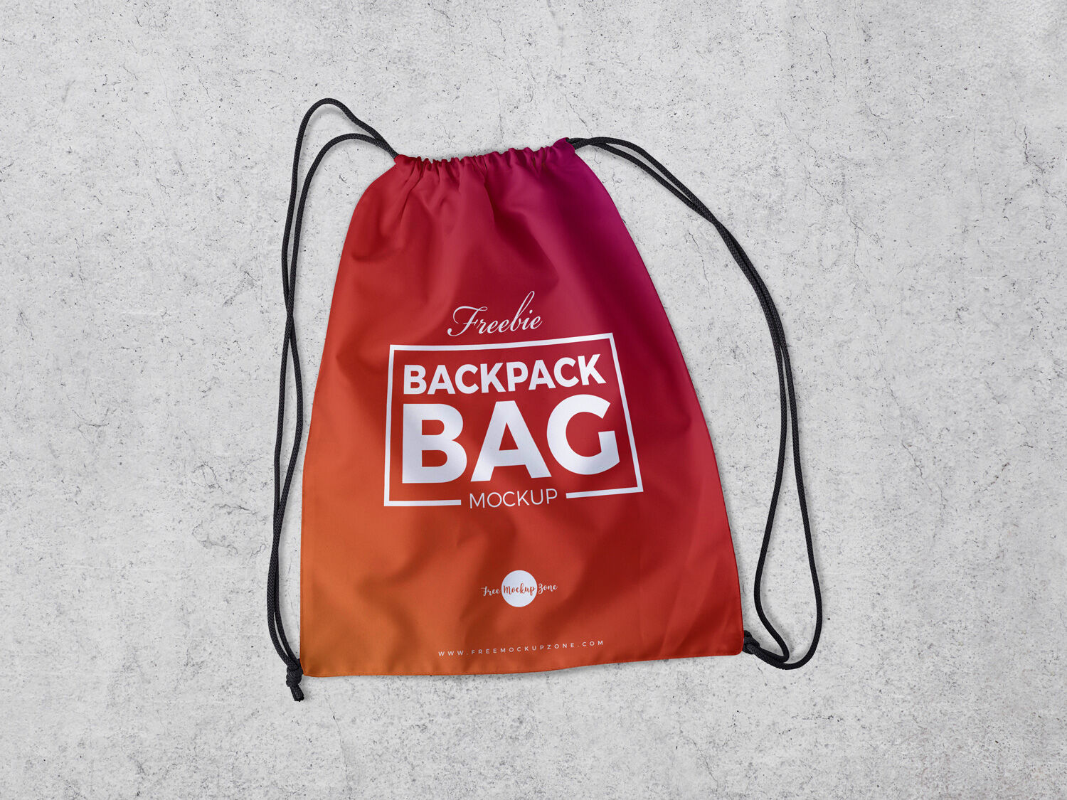 Empty Drawstring Backpack Lying Down Mockup preview