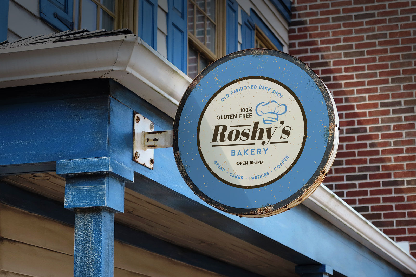 Circle Traditional Vintage Wall Mounted Sign Board Mockup preview