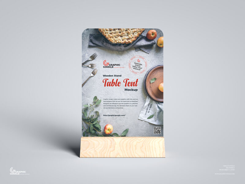 Front-View Wooden Stand Table Tent Mockup preview