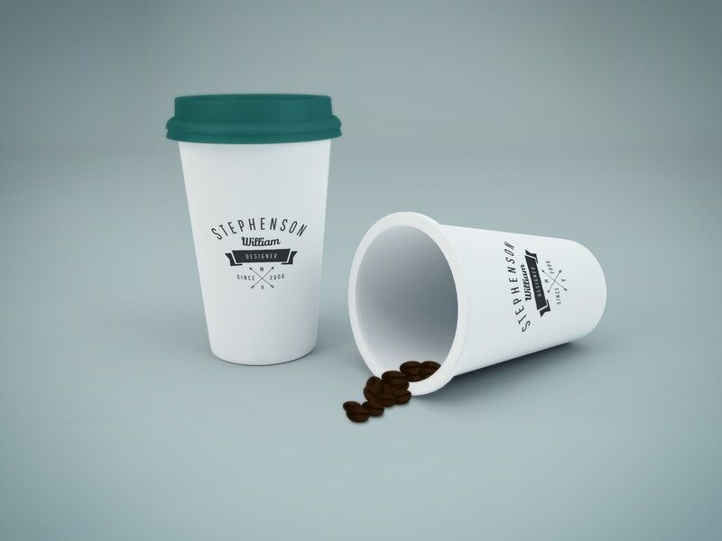 Front View of Couple Coffee Cup Mockup preview