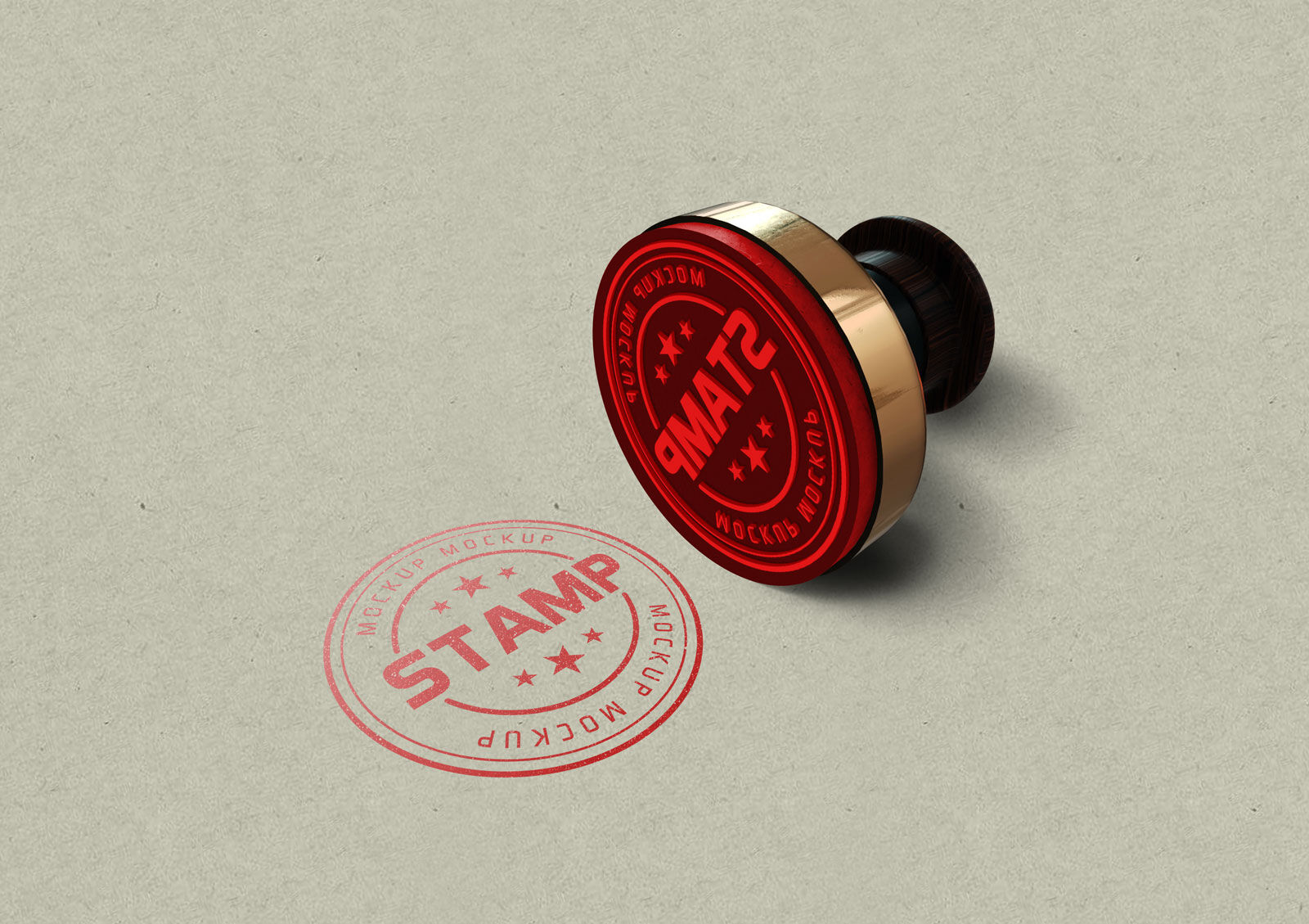 3/4 View of a Round Stamp Mockup