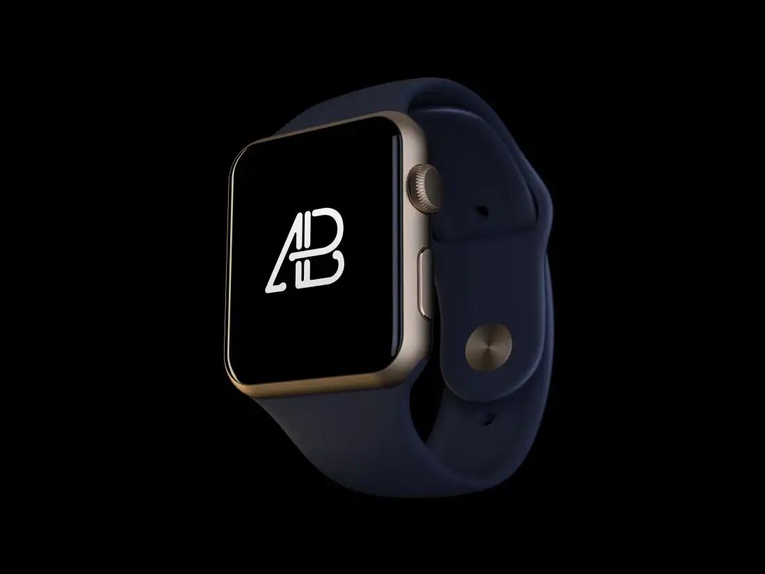 Floating Golden Apple Watch Series Two Mockup