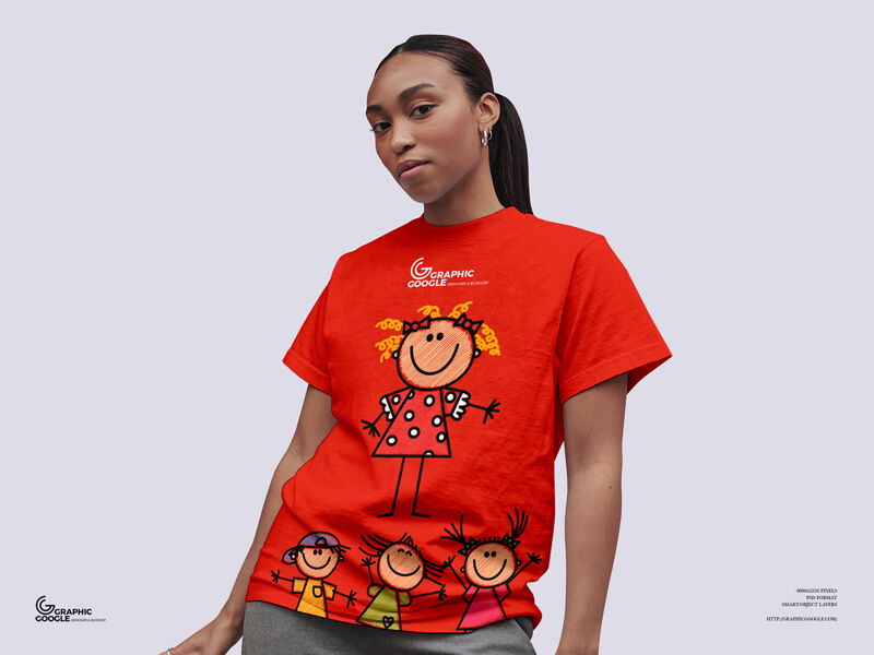 Mockup Featuring a Young Girl Wearing T-Shirt