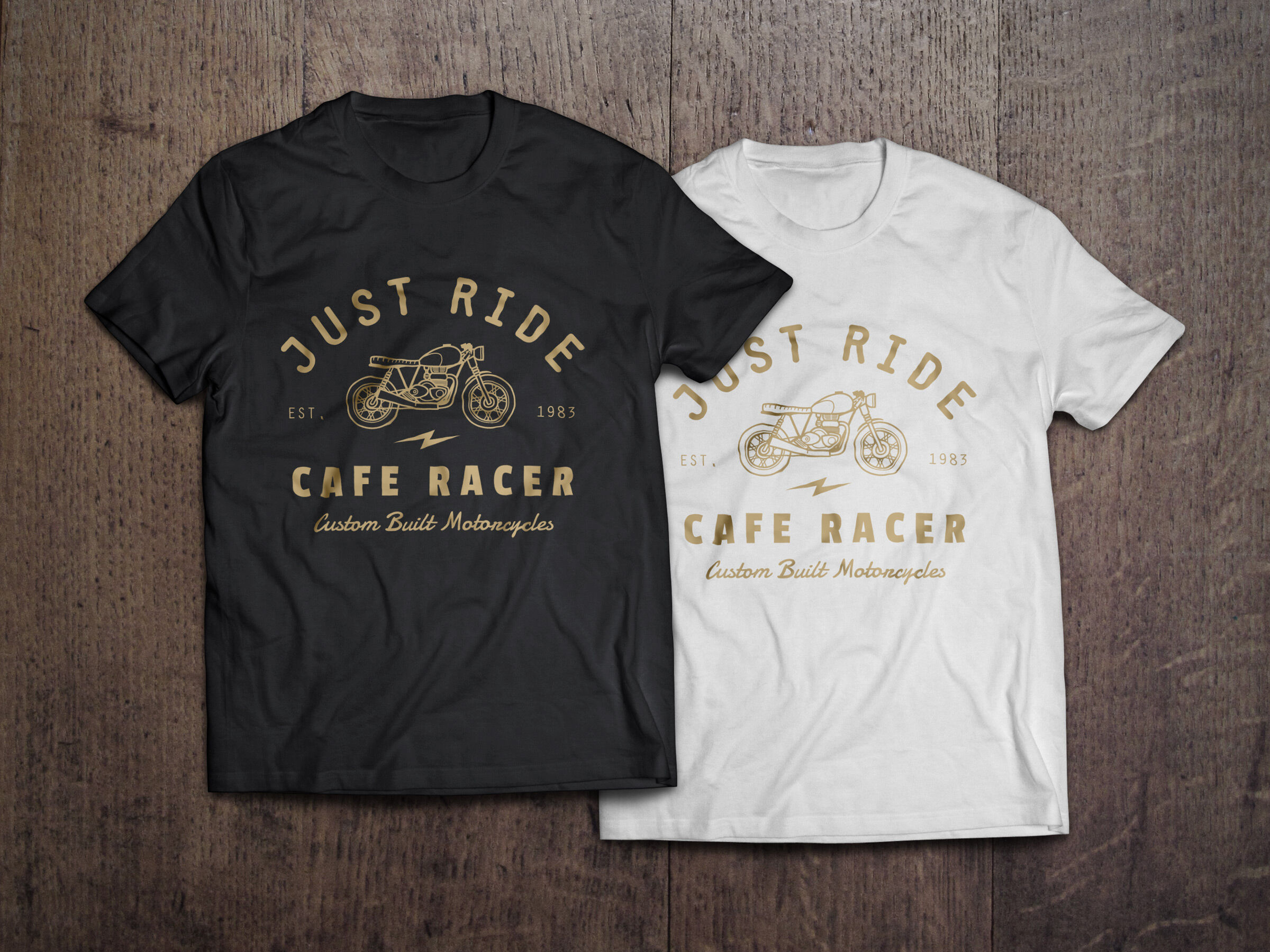 Two Mockups Showing Back and Front of Two Round-Neck T-Shirts
