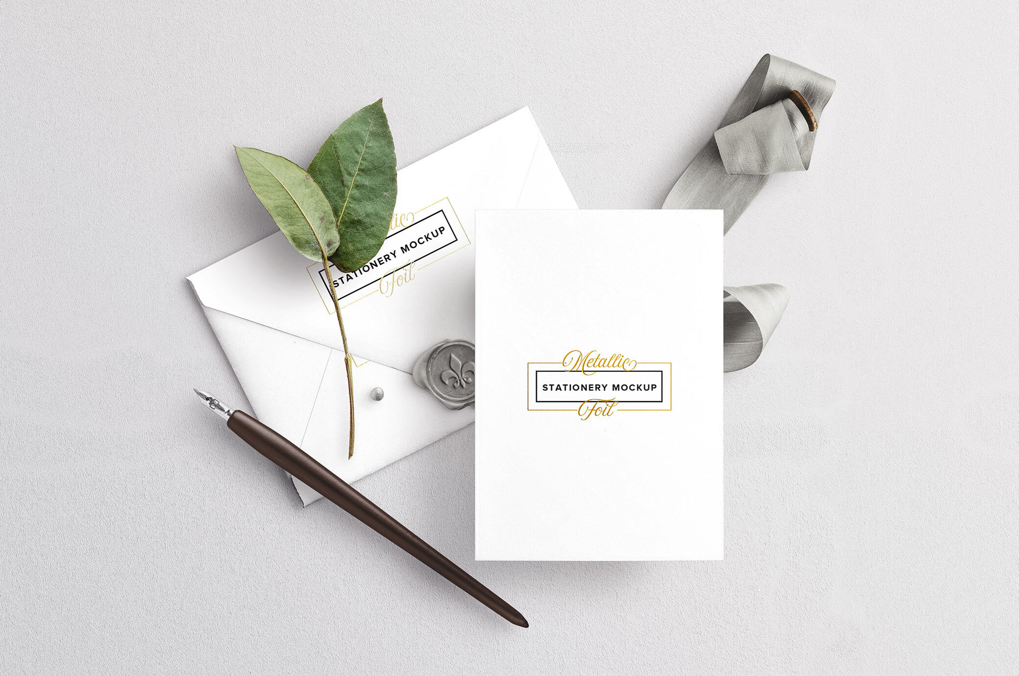 Front View of Neat Wedding Invitation Set Mockup preview