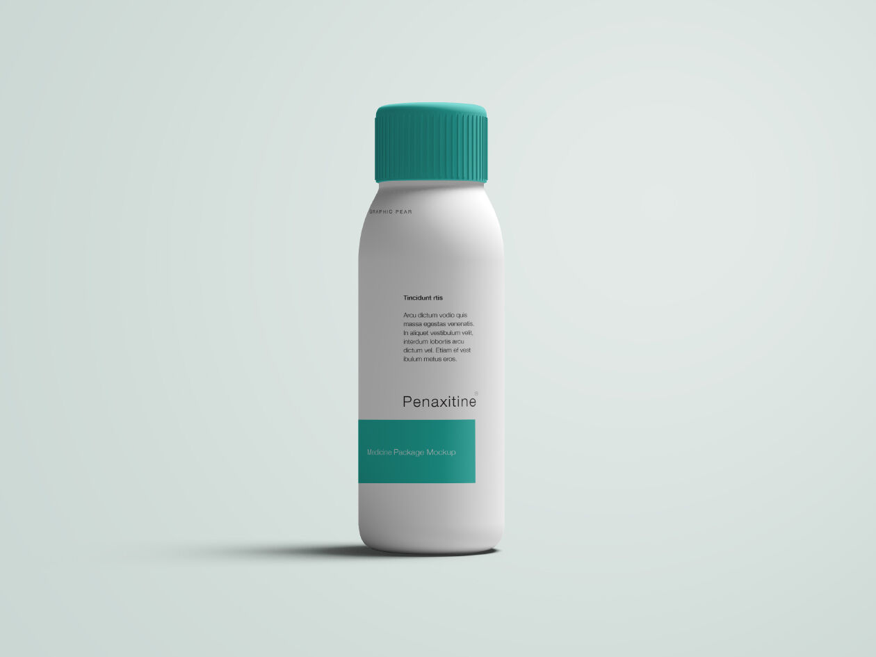 Front View Plastic Pill Bottle with Cap Screw Mockup