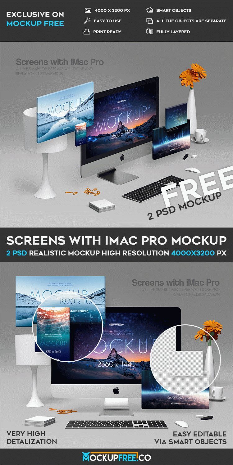 Set of Two Mockups Featuring iMac Pro Screens From Two Angles preview