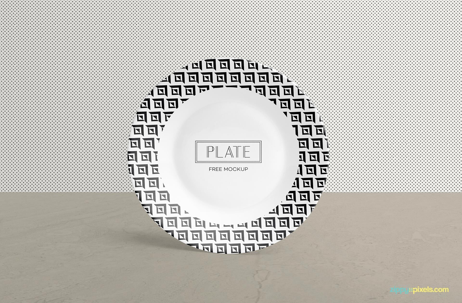 Front View Round Ceramic Plate Standing Mockup