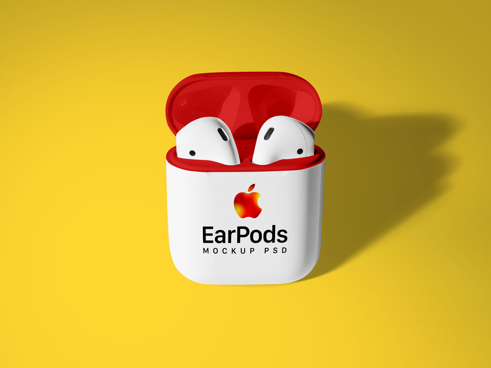 Mockup Featuring a Front View of Apple AirPods and Their Case