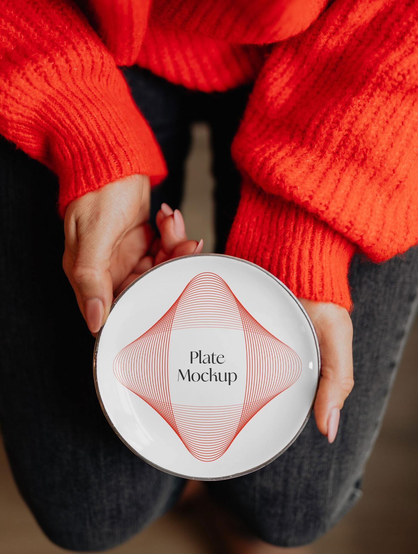 Plate Mockup in Female Hands