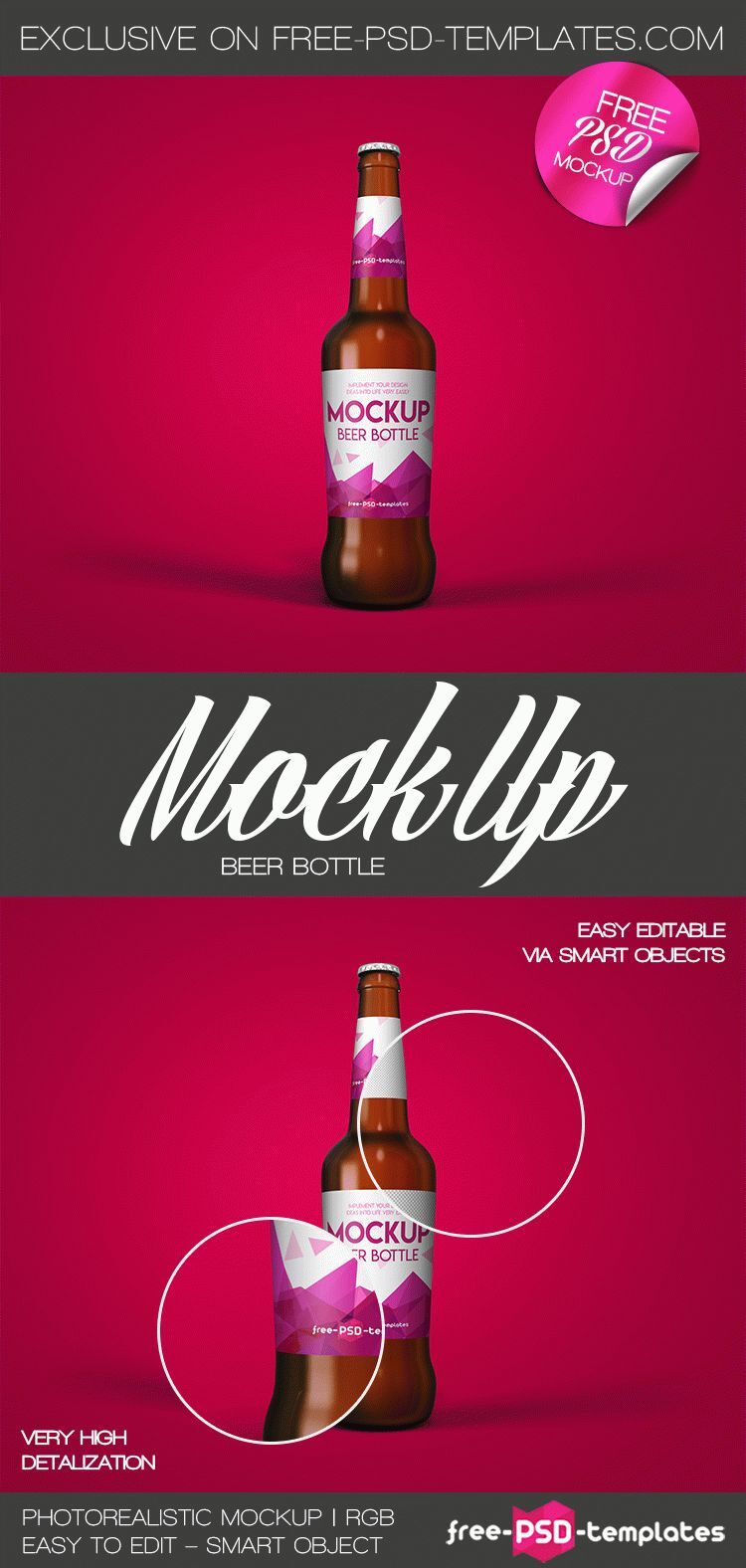 Mockup Featuring a Front View of a Beer Bottle
