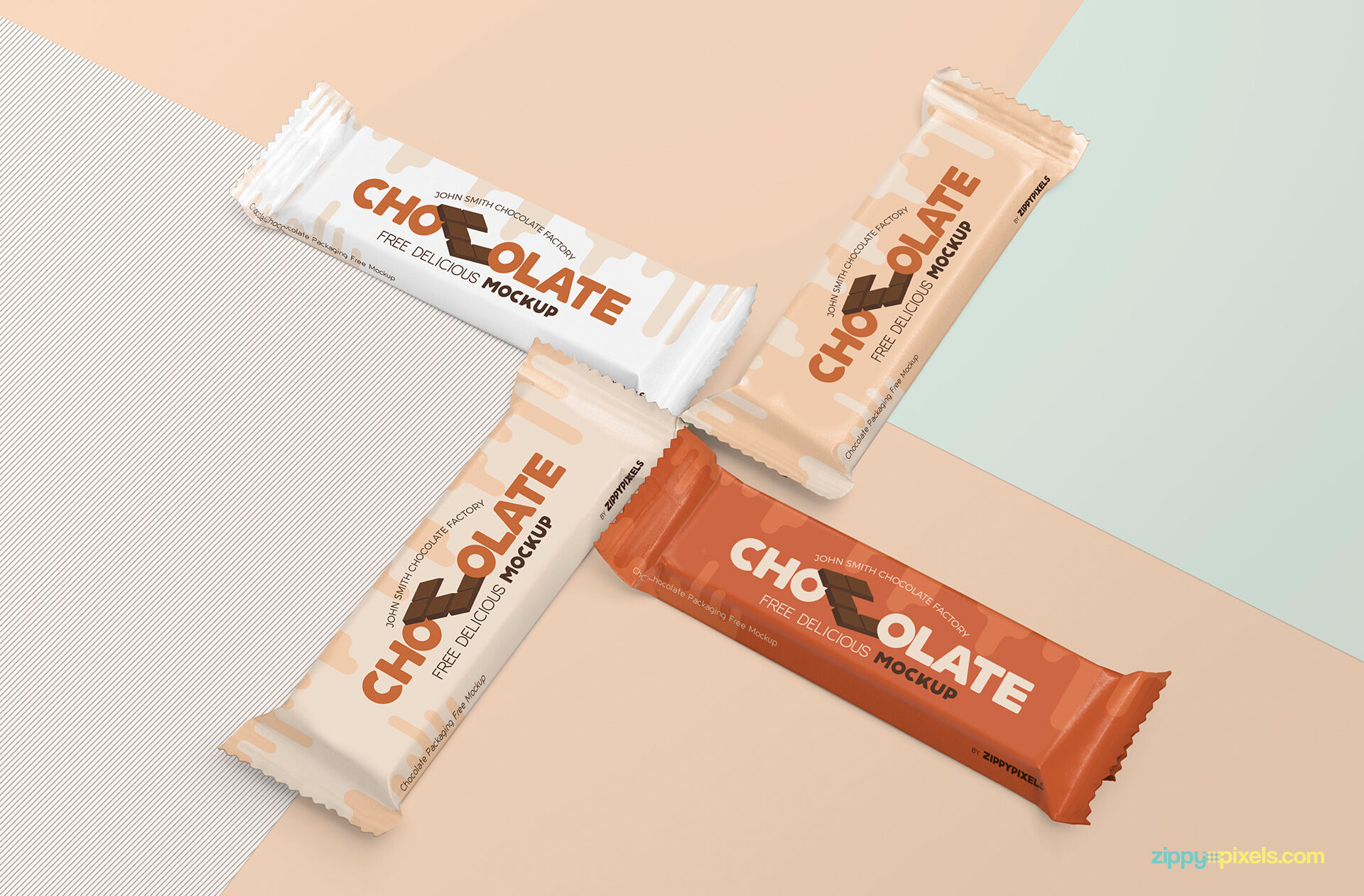 Four Luscious Chocolate Packaging Mockup