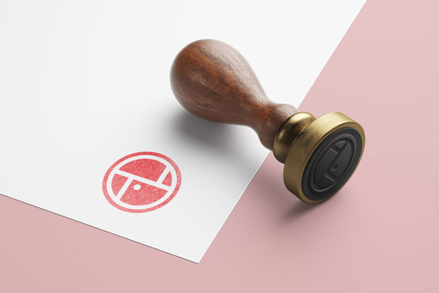 Perspective View of a Wooden Stamp Mockup