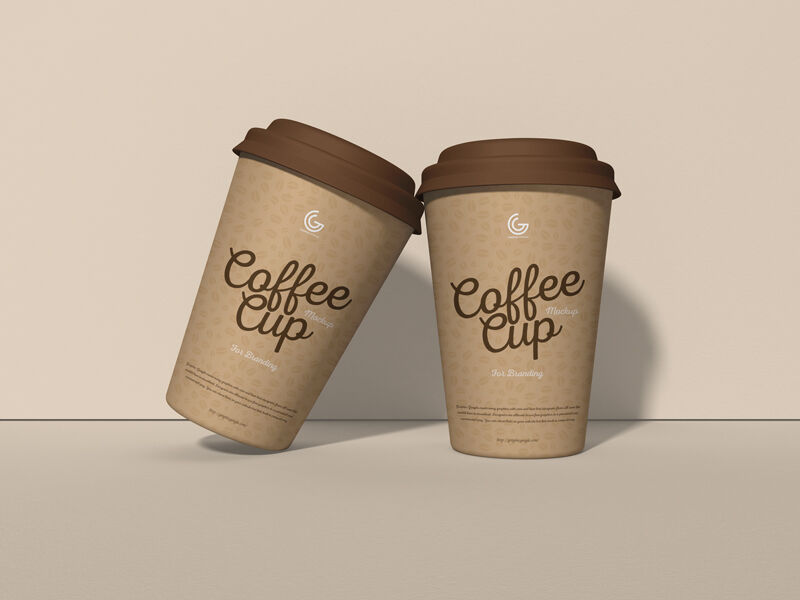 Mockup Displaying Two Coffee Cups with Lids preview