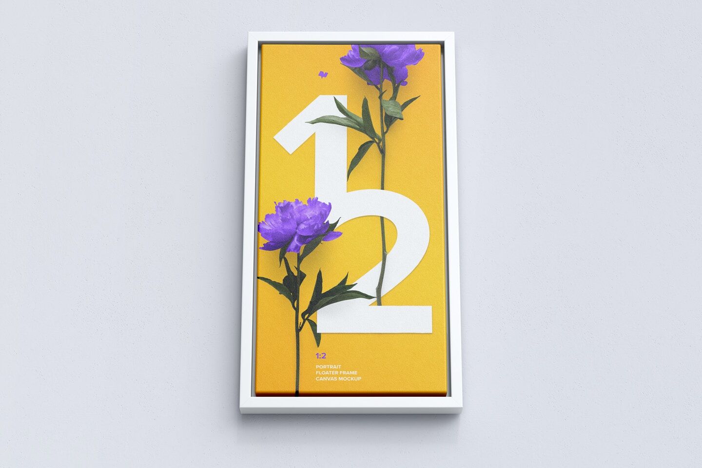 Portrait Canvas Mockup In Floater Frame Bottom Front View