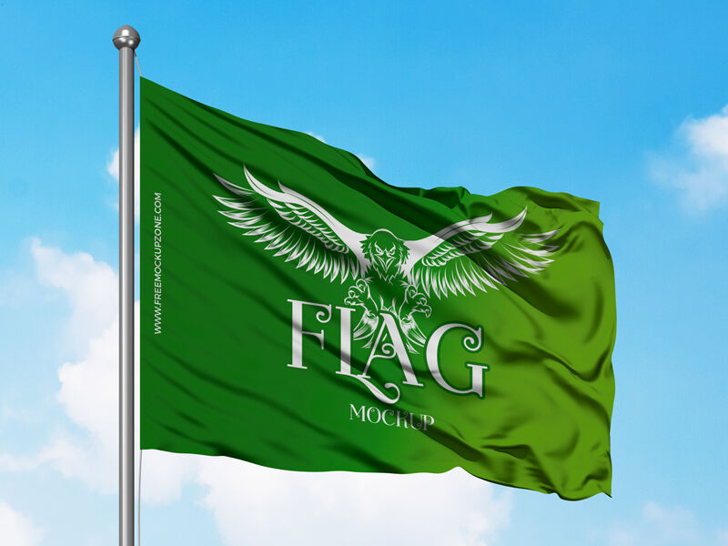 Flag Waving in the Sky Mockup Perspective View preview