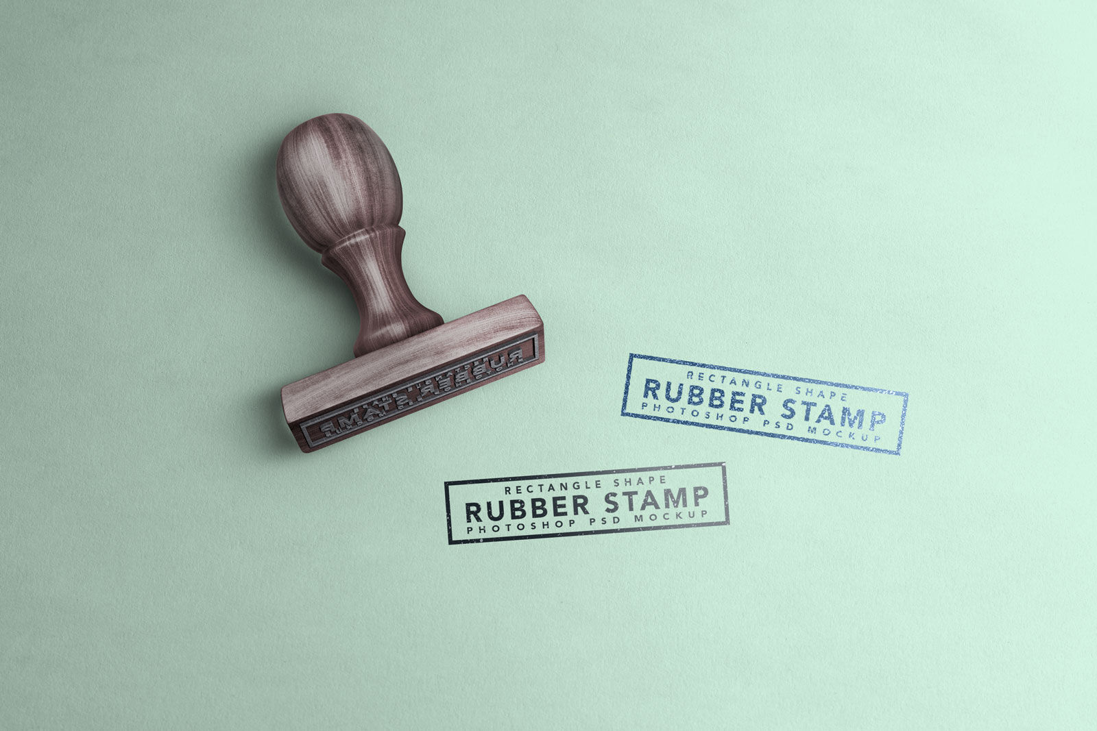 Mockup Featuring a Rectangle Rubber Stamp With Two Stamp Marks