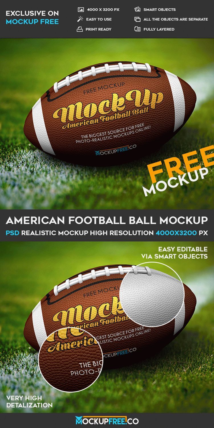 Mockup Showing Closeup of American Football Ball on Wet Lawn