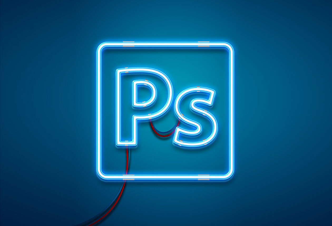 Neon Effect Mockup / Text Effect with Clips and Wires