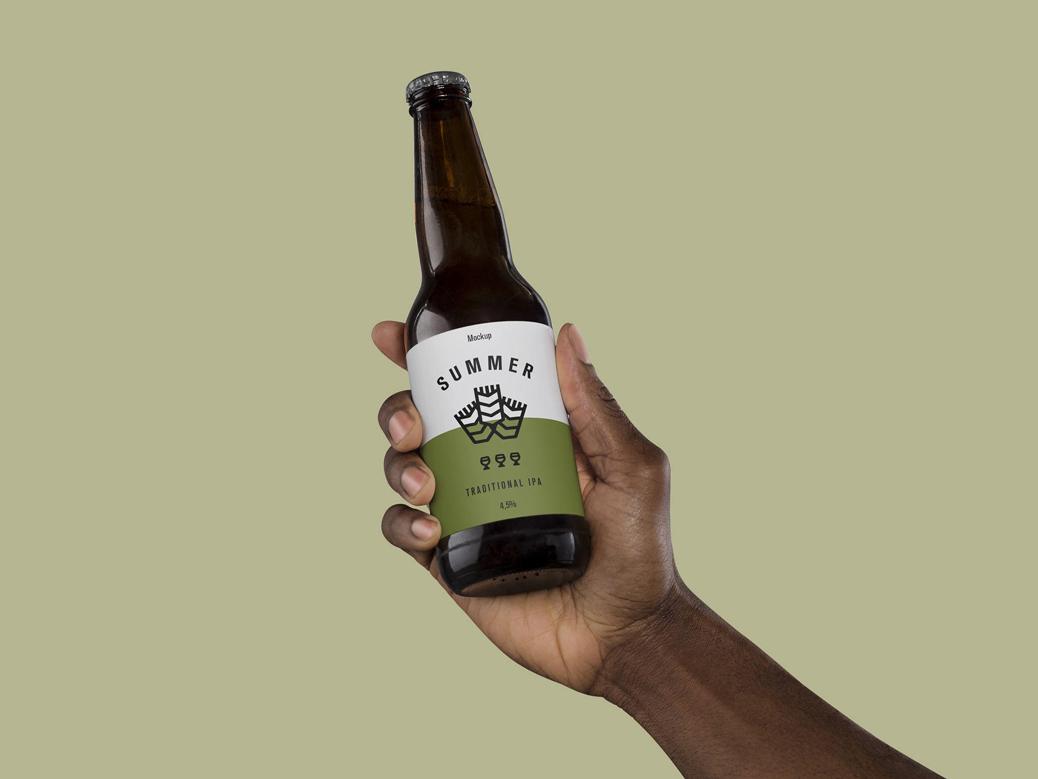 Mockup Featuring a Beer Bottle in Hand